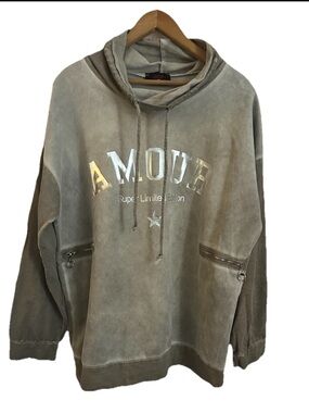 Metallic Logo Turtleneck Sweater in Faded Olive